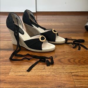 Cole Haan Elegant Black Wedge Sandals in great condition!
